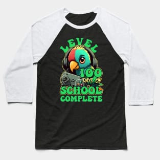 Level 100 Days Of School Complete Gamer Video Games Parrot Baseball T-Shirt